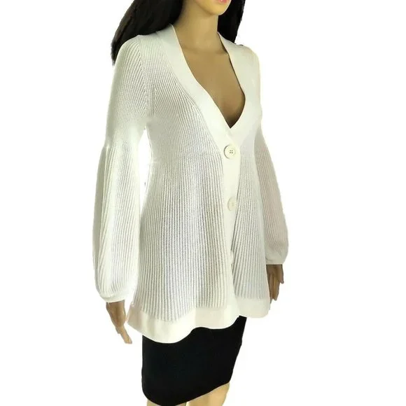 Escada Ivory Babydoll Butterfly Sleeve Cardigan Sweater 36 XS S - Picture 4 of 9